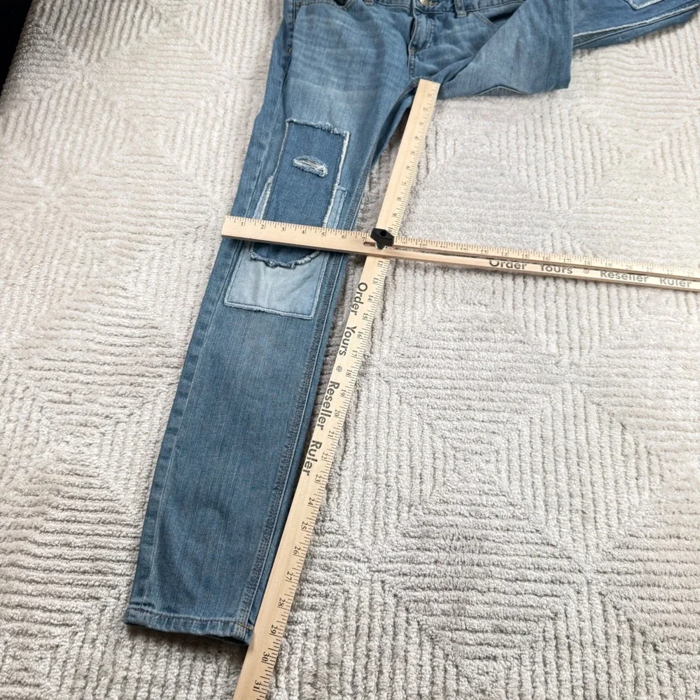 Free People Patchwork Skinny Jeans Womens 27 Blue Festival Distressed Boho Indie